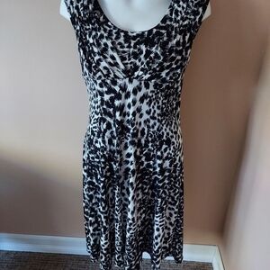 Calvin Klein Black and White Abstract Midi Dress